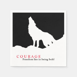 Black White Courage Quote Wolf Servet