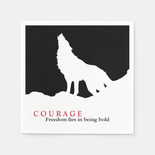 Black White Courage Quote Wolf Servet (Voorkant)