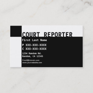Black white Court Reporter visitekaartjes
