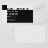 Black white Court Reporter visitekaartjes (Voorkant / Achterkant)