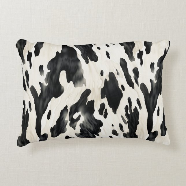 Black White Cow Print Animal Farm Accent Kussen (Voorkant)