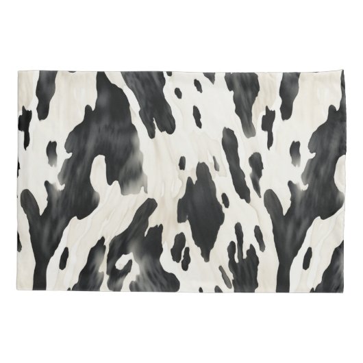 Black White Cow Print Animal Farm Kussensloop (Achterkant-Links)