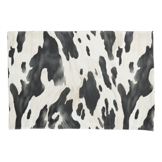 Black White Cow Print Animal Farm Kussensloop (Voorkant-Links)