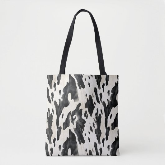 Black White Cow Print Animal Farm Tote Bag (Voorkant)