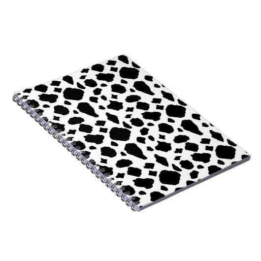 Black & White Cow Print Pattern Notitieboek (Rechterzijde)