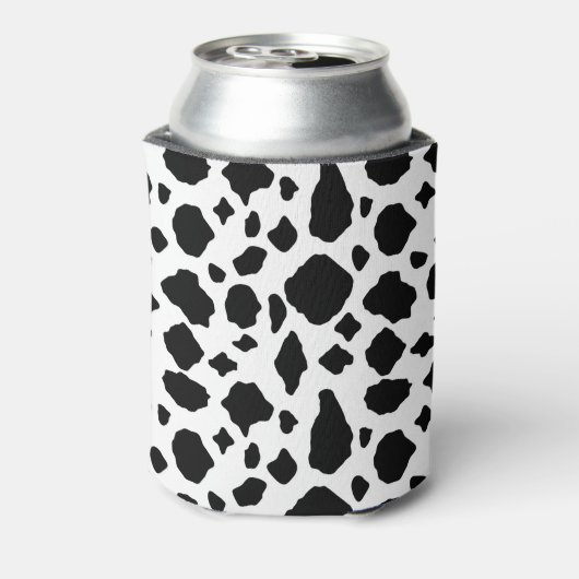 Black White Cow Print Pattern Trendy Modern  Blikjeskoeler (Blikje Achterkant)