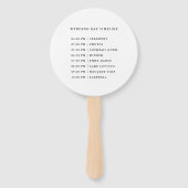 Black & White Crest Wedding Ceremony Tijdlijn Handwaaier (Achterkant)