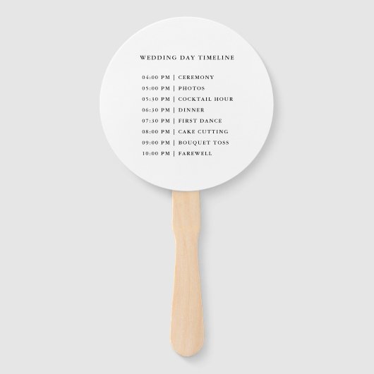 Black & White Crest Wedding Ceremony Tijdlijn Handwaaier (Achterkant)