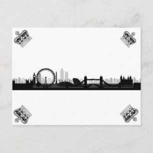 Black & White Crown London Eye Skyline Briefkaart