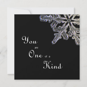 Black & White Crystal Snowflake One of a Kind Flat Bedankkaart