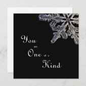 Black & White Crystal Snowflake One of a Kind Flat Bedankkaart (Voorkant / Achterkant)