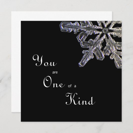 Black & White Crystal Snowflake One of a Kind Flat Bedankkaart (Voorkant / Achterkant)