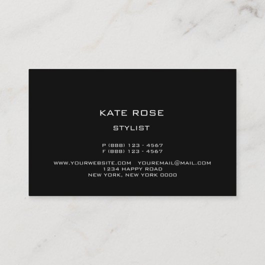 Black White Crystals Diamon Mode Stylist Beauty Visitekaartje (Achterkant)