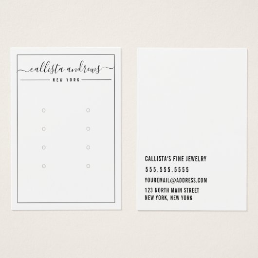 Black White Cursive Multiple Earling Display Card- Visitekaartje (Voorkant /achterkant)