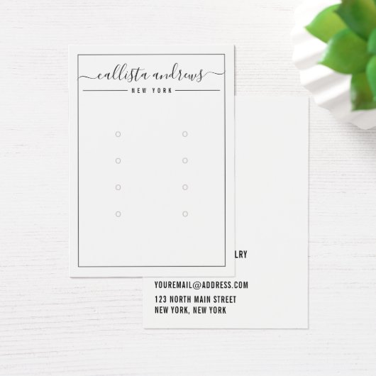 Black White Cursive Multiple Earling Display Card- Visitekaartje (Bureau)