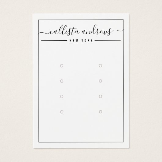 Black White Cursive Multiple Earling Display Card- Visitekaartje (Voorkant)