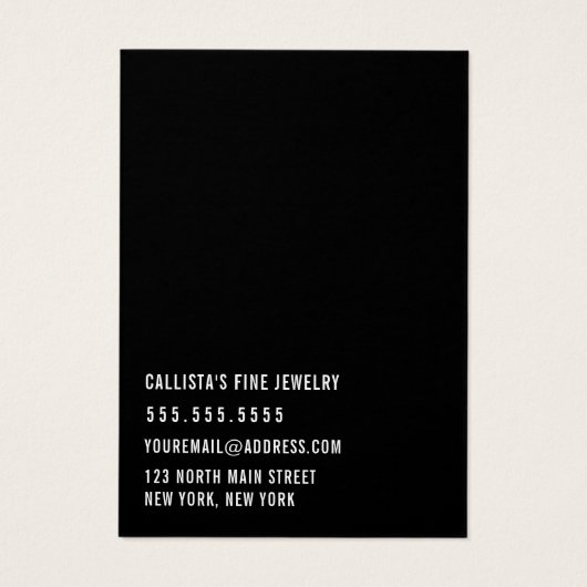 Black White Cursive Multiple Earling Display Card- Visitekaartje (Achterkant)