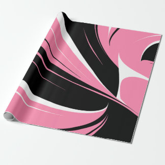 Black & White Curved Streaks on a Pink Background Cadeaupapier