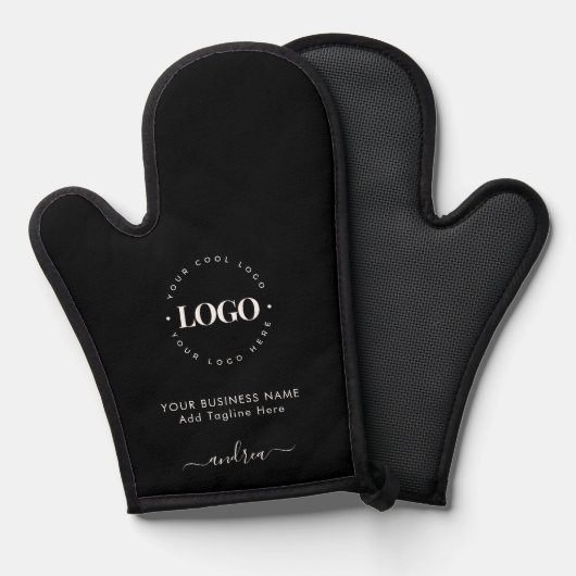 Black White Custom Logo Business Professional Ovenwant (Voorkant / Achterkant)