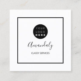 Black White Custom Logo Framed Makeup Artist Vierkante Visitekaartje