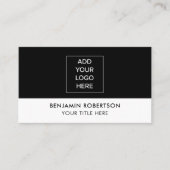 Black White Custom Logo QR Code Modern Simple Visitekaartje (Voorkant)