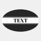 Black & White Custom Name Stripe Ovale Sticker (Voorkant)