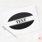 Black & White Custom Name Stripe Ovale Sticker (Envelop)