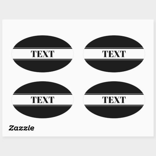 Black & White Custom Name Stripe Ovale Sticker (Vel)