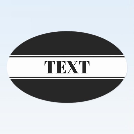 Black & White Custom Name Stripe Ovale Sticker