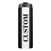 Black & White Custom Name Stripe Thermosbeker (Voorkant)