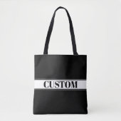 Black & White Custom Name Stripe Tote Bag (Voorkant)