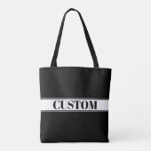 Black & White Custom Name Stripe Tote Bag (Achterkant)