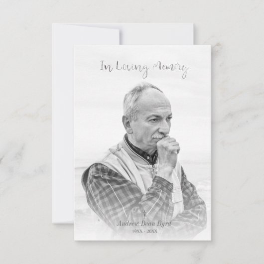 Black & White Custom Photo for Funeral Service Notitiekaartje (Voorkant)