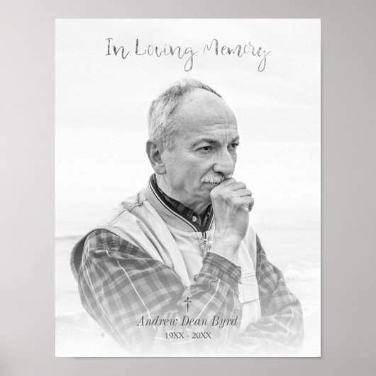 Black & White Custom Photo for Funeral Service Poster (Voorkant)