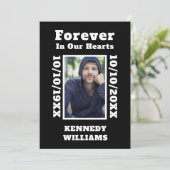 Black White Custom Photo Forever in ons hart Bedankkaart (Staand voorkant)