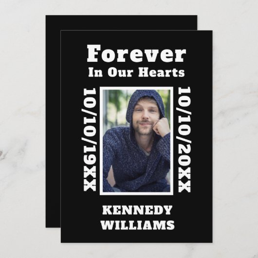 Black White Custom Photo Forever in ons hart Bedankkaart (Voorkant / Achterkant)