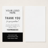 Black White Custom Promo Code Korting Card Visitekaartje (Voorkant /achterkant)