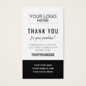 Black White Custom Promo Code Korting Card Visitekaartje (Voorkant)