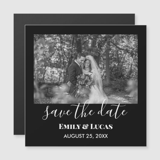 Black White Custom Weddenschap Foto Simple Elegant (Voorkant / Achterkant)