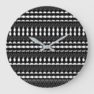 Black White Cute Animals Patroon Grote Klok