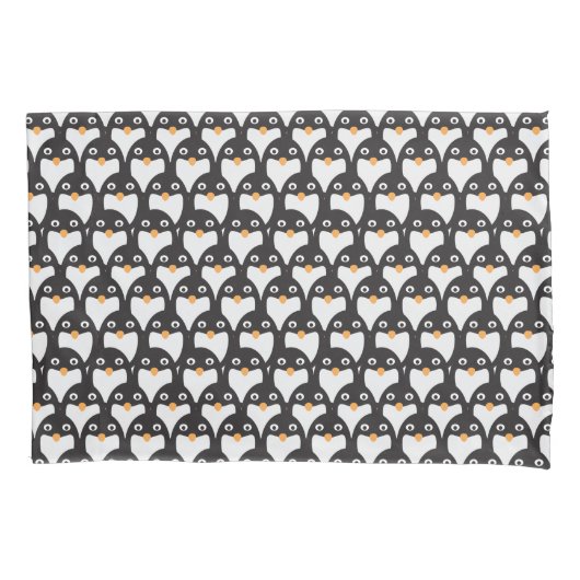Black White Cute Cartoon Penguin Pattern Kussensloop (Voorkant)