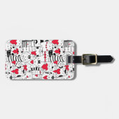 Black White Cute Cat Red Heart Bagagelabel (Voorkant horizontaal)