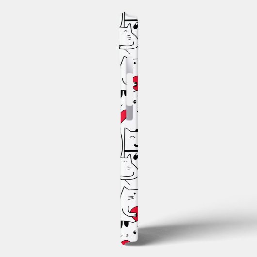 Black White Cute Cat Red Heart Case-Mate iPhone Case (Achterkant / Links)