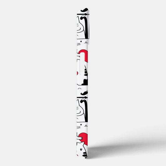 Black White Cute Cat Red Heart Case-Mate iPhone Case (Achterkant / Rechts)