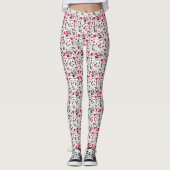 Black White Cute Cat Red Heart Leggings (Voorkant)
