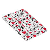 Black White Cute Cat Red Heart Magneet (Rechterzijde)