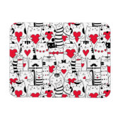 Black White Cute Cat Red Heart Magneet (Horizontaal)