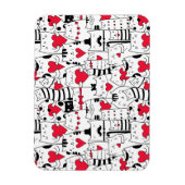 Black White Cute Cat Red Heart Magneet (Verticaal)