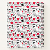 Black White Cute Cat Red Heart Notitieboek (Achterkant)