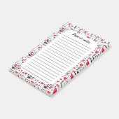 Black White Cute Cat Red Heart Post-it® Notes (Schuin)